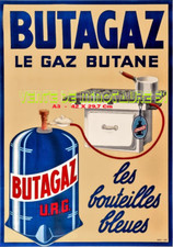 Butagaz, le gaz butane- les bouteilles bleues  - A3 Plastifiée -