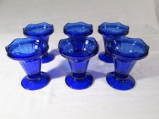 Lot 6 coupes à glace vintage Luminarc en verre bleu