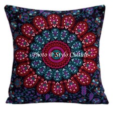 Taie d'oreiller boho hippie yoga housse de coussin violet mandala mandala méd...