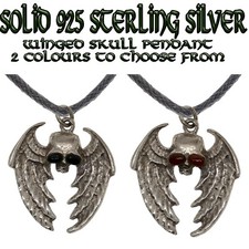 Pendentif En Argent Sterling 925 Crâne Ailé Ange De La Mort Faucheuse Biker