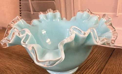 Vintage fenton turquoise milk - vintage,