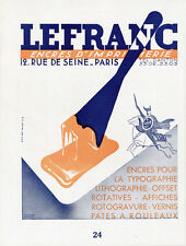 "LEFRANC Encres d'Imprimerie" Annonce originale entoilée (Roland ANSIEAU 1938)