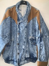 Veste Jean Marbré Vintage KA Creation Fin 80 S/M Oversize Western Acid Wash