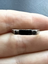 Ancienne Bague En Argent Massif 925 Jonc Alliance Anneaux Créateur onyx