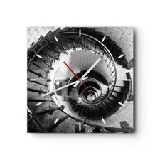 Horloge murale en verre 30x30cm Escaliers Spirale Point De Vue Wall Clock