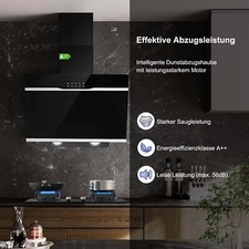 60CM Hotte aspirante murale à recyclage d'air en acier inoxydable verre 350m³/h