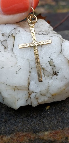 Vintage etched simple cross - etched,
