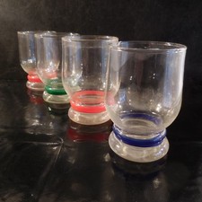 4 verres à eau bleu rouge vert collection Design XXe France Pop Art Déco N3278