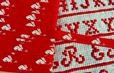 MERCERIE ANCIENNE, ANCIEN GALON FESTON COTON TISSÉ AU DÉCOR DE LAPINS 2 mètres