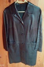 MANTEAU EN CUIR NOIR VINTAGE ANNEES 50 Tai!le 40/42 (théâtre, cinéma)