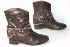 MAMZELLE Bottines Boots Cuir Bronze Motifs Brillants T 37 ETAT NEUF