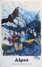 Salvador DALI : Alpes - Lithographie originale signée, SNCF Grand Modèle