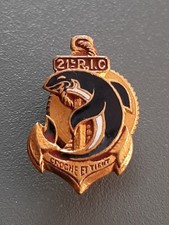 Insigne Miniature émail 21° RIC Courtois Régiment Infanterie Coloniale ORIGINAL