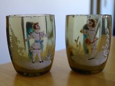 MARY GREGORY 2 ANCIENS VERRES LIQUEUR VERRERIE  EMAILLE 19 EME ht 4,5 cm