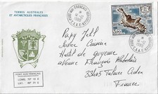 TAAF 1988, Kerguelen lettre pour Talence carte Crozet ile des pingouins