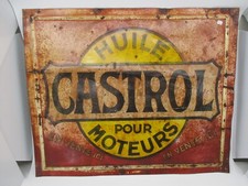 AT598 PLAQUE TOLE PEINTE HUILE CASTROL 55 X 45CM ETAT MOYEN