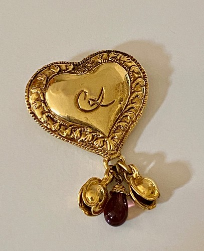 Grande broche coeur signée - broche,