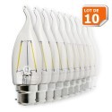 Lot de 10 Ampoules Led Flamme Coup de Vent Filament 4 watt (éq. 42 Watt) Culot B