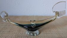 Gondole Murano vintage  mini verre Venise bicolore Cendrier retro 18,5 cm