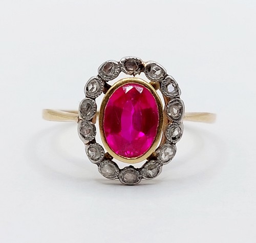 Bague pompadour antique 18k - or,
