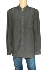 chemise col mao ARMANI Collezioni en lin gris boutons pression taille 54 ou XL