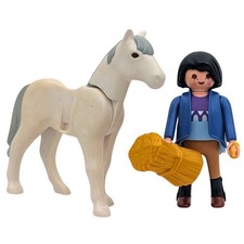 Figurine femme bleu cheval