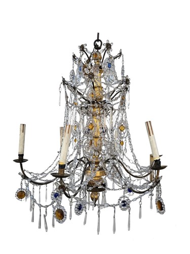 Lustre génois bois doré - lustre,