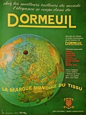 PUBLICITÉ DE PRESSE 1963 DORMEUIL LA MARQUE MONDIALE DU TISSUS - GLOBE