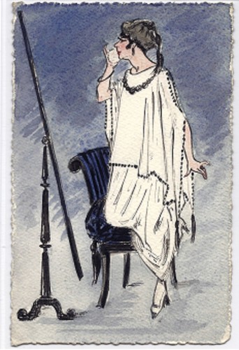 Cpa peinte main femme - peinte, la
