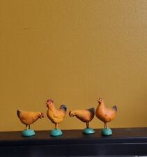 santon creche coq et poules Noel 4,5cm 3,5cm argile et metal