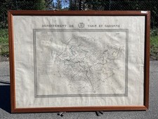 Grande Carte Département du Tarn et Garonne 82 Ancien Atlas Plan Midi Pyrénées