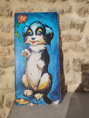 Tableau vintage chien - tableau,