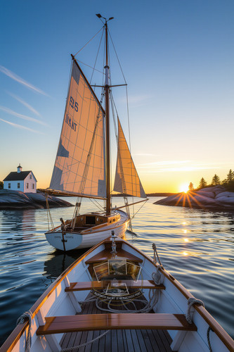 Classic wooden sloop - classic, cream