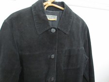 Veste droite en cuir suédé noir T 38 en très bon état!
