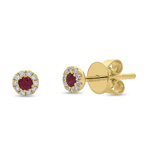14k jaune rubis boucles - 14k,