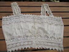 cache-corset en soie et dentelle fuseaux main ancien début XX  à restaurer