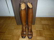 Bottes cavalière cuir à talon ALBERTO FASCIANI Camel Taille 36 Neuf