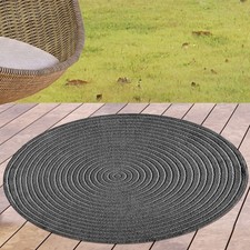 Tapis extérieur design anthracite clair rond résistant aux intempéries