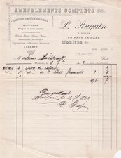 03 ALLIER MOULINS, tapissier, Raquin P. 1899 rideaux, ameublement