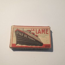 LE HAVRE ANCIENNE BOITE DE COLLECTION DE 5 LAMES DE RASOIR D'ILE DE FRANCE 1930