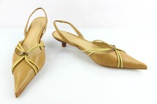 PACO HERRERO Escarpins Ouverts Petits Talons Cuir Beige T 38,5 Excellent état