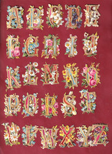 26 Très Rare Chromo Decoupis.  Magnifiques Lettres Fleuries D'Alphabet.