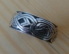 Tribal Etched Braid Celtic Knot Sterling Silver Ring SIZE 6 7 8 9 8mm Band