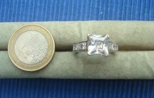 B26AG Bague Alliance Argent Massif 925 Solitaire Diamant CZ Princesse Lot Bijou 