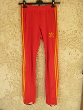 Pantalon ADIDAS fuseau rouge jaune rétro vintage pant sport TREFOIL XS