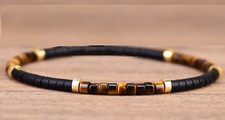 Bracelet de perles oeil de Tigre et Onyx en pierre Naturelle, Sur mesure