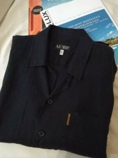 Chemise pur lin, bleue, Emporio Armani, manches courtes, M