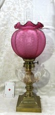 BACCARAT ACID ETCHED GLASS KEROSENE LAMP LAMPE A PETROLE CRISTAL GRAVE TAILLE