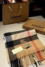 Burberry Classic Check Cashmere Scarf – Camel – New with Box & Shopping Bag