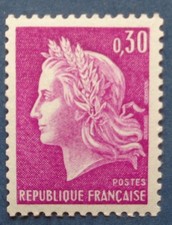 France neuf, n°1536b, 30c Marianne de Cheffer, numéro rouge au verso, 1967, N**